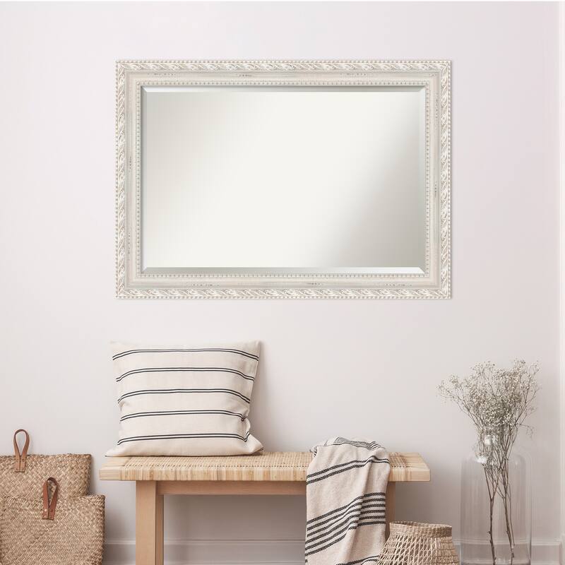 Opera Off White Beveled Wood Framed Wall Mirror - Opera Off White