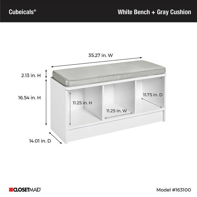 Porch & Den Southbrook 3-cube Storage Bench w/ Grey Cushion