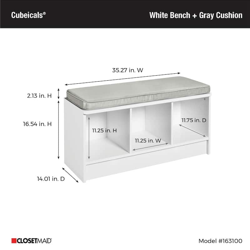 Porch & Den Southbrook 3-cube Storage Bench w/ Grey Cushion