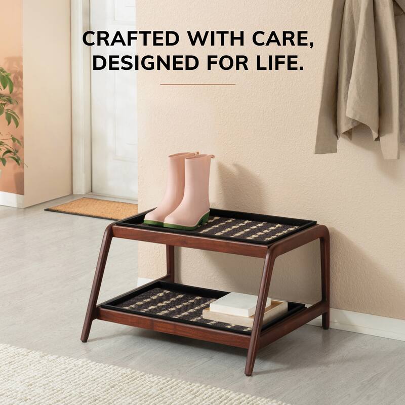 Jani Double-Tier Brown Stand 2-Pair Rubber Boot Trays