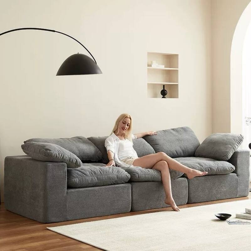 118" Chenille Fabric Upholstered 3-Seater Sofa