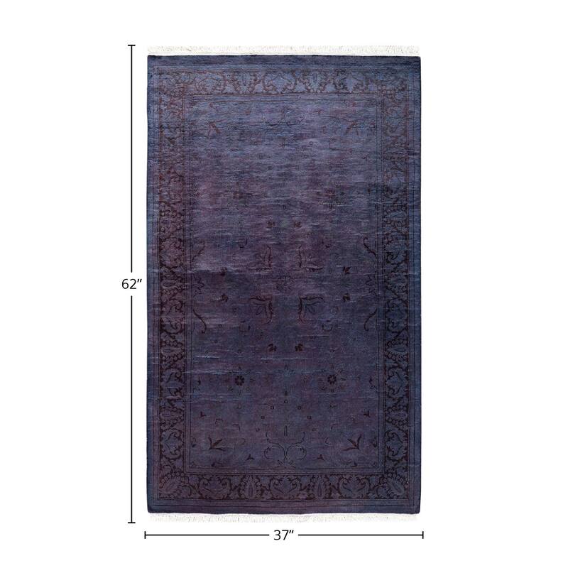 Fine Vibrance, One-of-a-Kind Hand-Knotted Area Rug - Purple, 3' 1" x 5' 2" - 3' 1" x 5' 2"