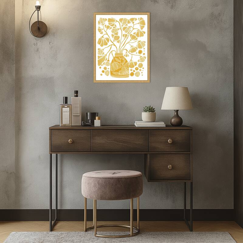 Bloom Block Yellow by Valentina Harper Framed Canvas Wall Art Print