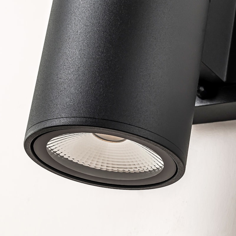 10.2 in. Modern Black Wall Sconce Aluminum Linear Cylinder LED Outdoor Wall Lights - 4.3 in. W x 10.2 in. H x 6.1 in. D