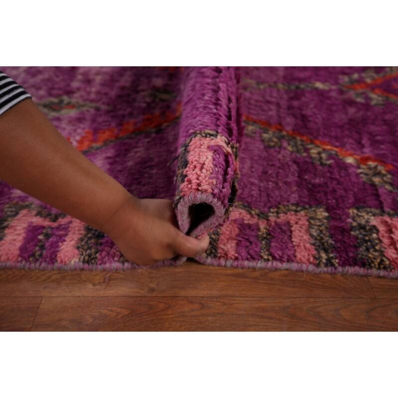 Purple Plush Moroccan Area Rug Handmade Wool Carpet - 8'11" x 12'8"