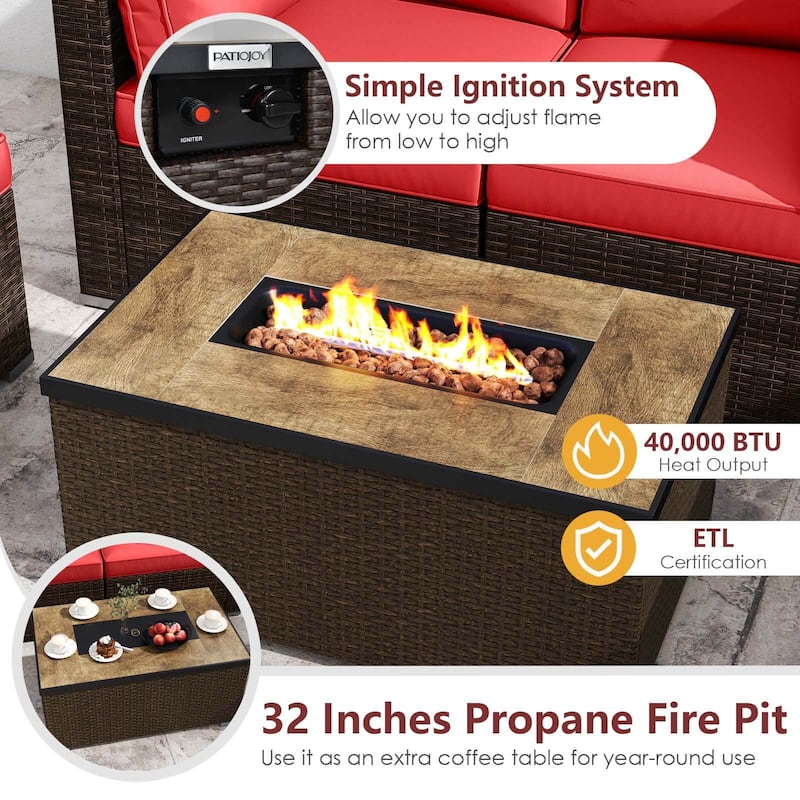 Costway 7 Pieces Outdoor Furniture Set with 32" Fire Pit Table and - See Details