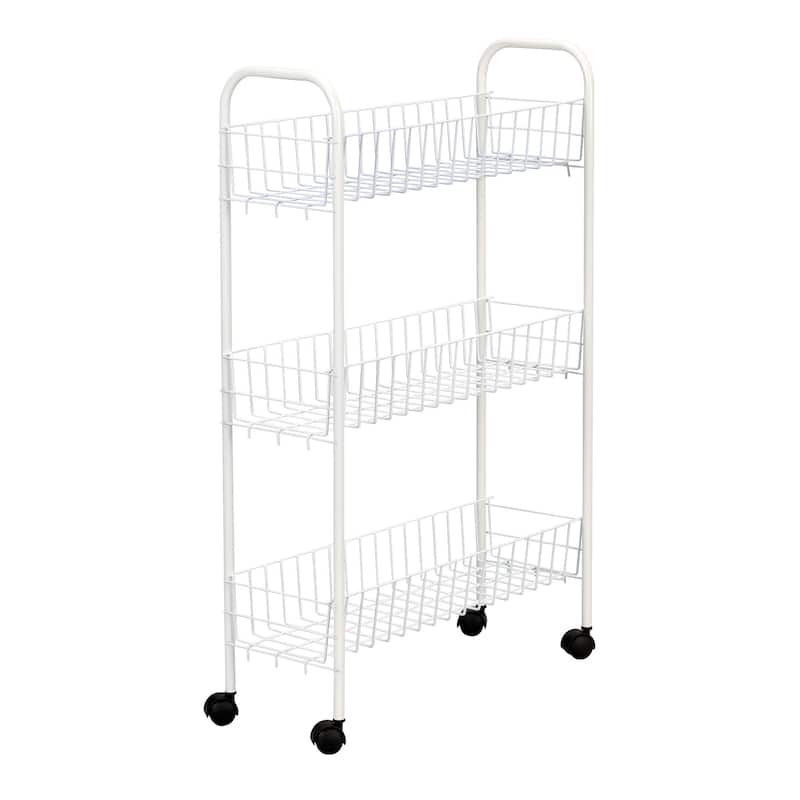 Household Essentials 3 Shelf Storage Cart with Wheels - White