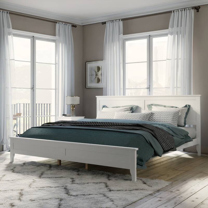 Modern Simple Solid Wood Platform Bed Frame with Sturdy Wooden Slats