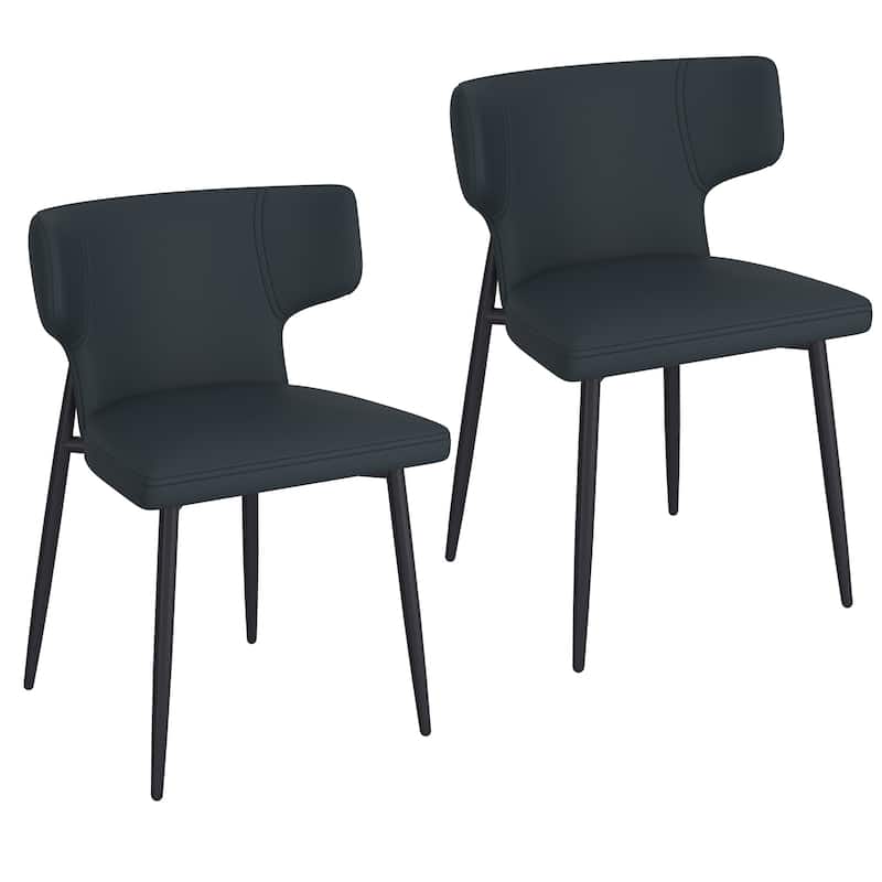 Contemporary Fabric and Metal Dining Chair, Set of 2