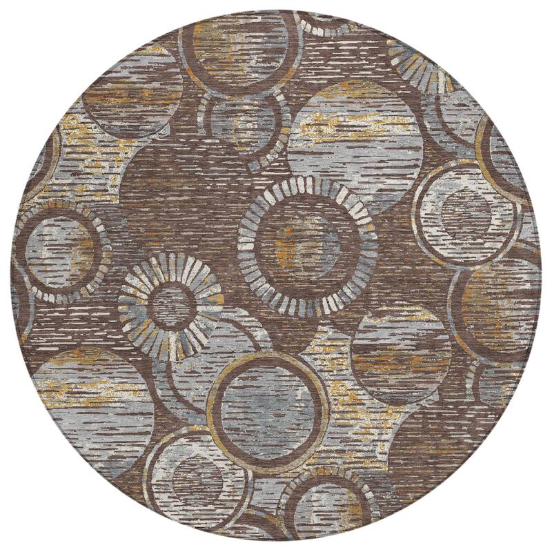 Machine Washable Indoor/Outdoor Contemporary Wheels Chantille Rug