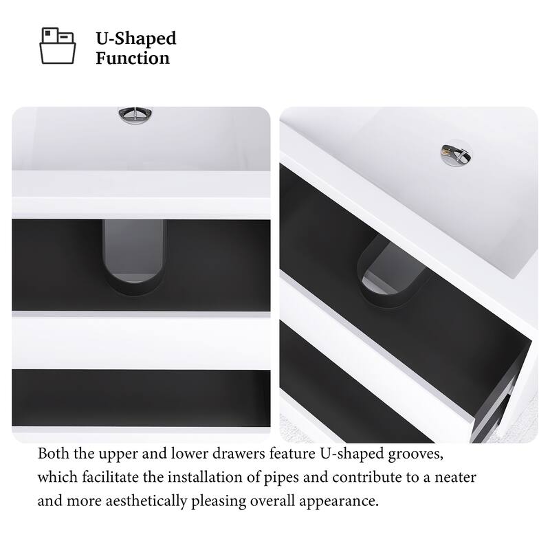 Floating Bathroom Vanity with Integrated Resin Top