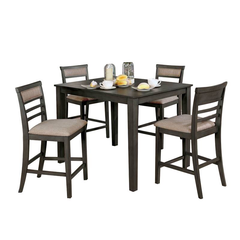 Counter Height Table Set in Weathered Gray and Beige Finish