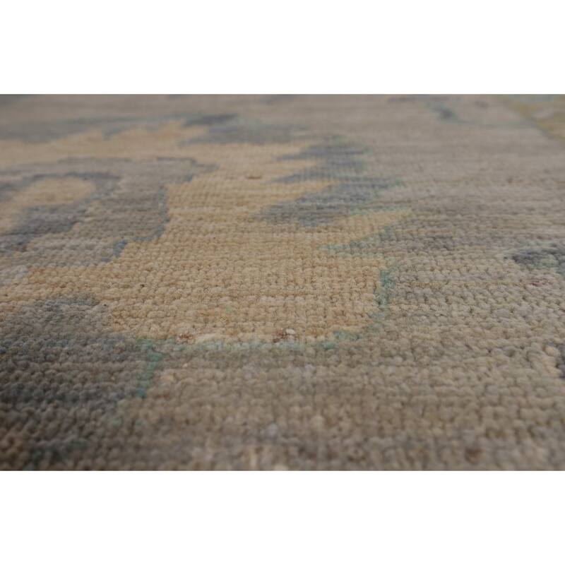 Vegetable Dye Oushak Oriental Area Rug Hand-Knotted Grey Wool Carpet - 8'11"x 11'8"