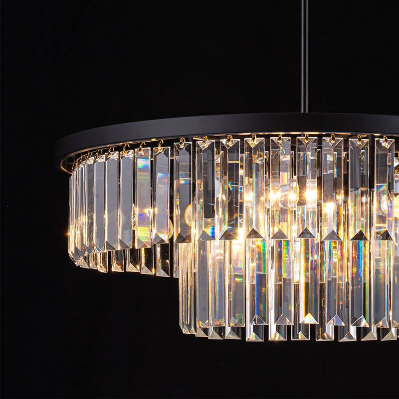 Starsky 6-Light 21in. Modern Crystal Drum Kitchen Island Light Contemporary Tiered Round Chandelier