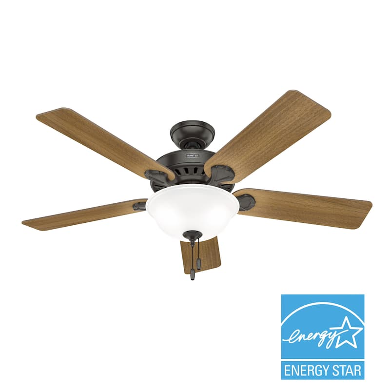 Hunter 52" Pro's Best Traditional Ceiling Fan with LED Light Kit and Pull Chain - DC Motor - ENERGY STAR!