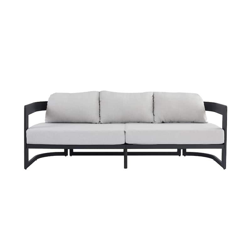 Christopher Knight Home - Elvis Modern Outdoor Aluminum 3 Seater Sofa with Fade-Resistant Cushions
