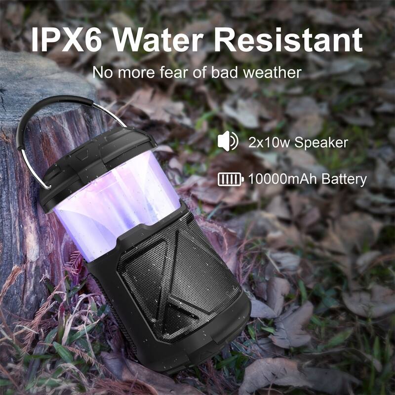 Outdoor Lantern Bluetooth Speaker IPX6 Waterproof Wireless Speaker with LED Light for Camping, Hiking Patio Yard Parties
