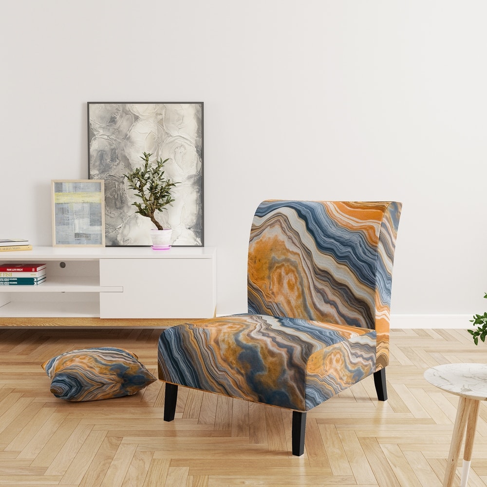 Designart "Segment Layers of Marbled Rock" Upholstered Fractals Accent Chair and Arm Chair