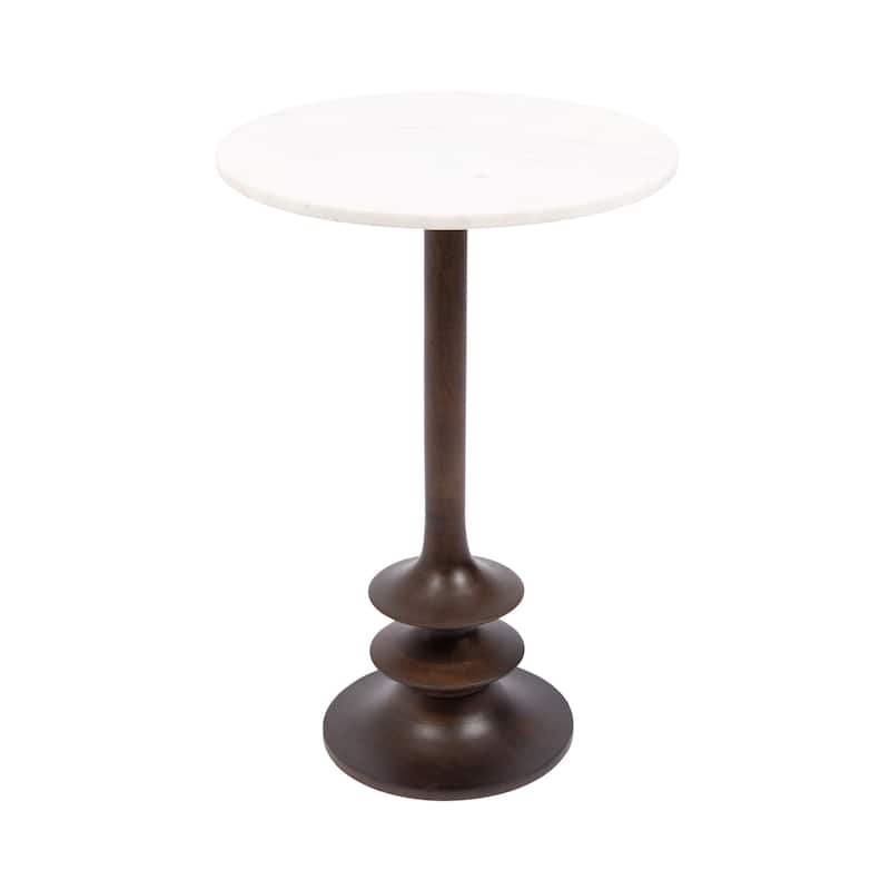 Kate and Laurel Squires Marble and Wood Side Table - 16x16x24 - 16x16x24 - White/Dark Brown