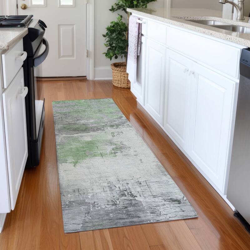 Premium Washable Super Soft Abstract Chic Mayfield Rug - Aloe - 2'3" x 7'6"