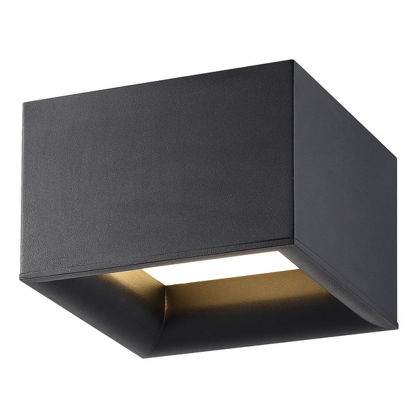 slide 2 of 8, Access Lighting Bloc - Flush Mount - Black Finish - White Acrylic Black