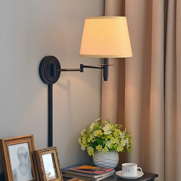 Copper Grove Leyden Blackened Oil Rubbed Bronze 14-inch Wall Swing Arm Lamp
