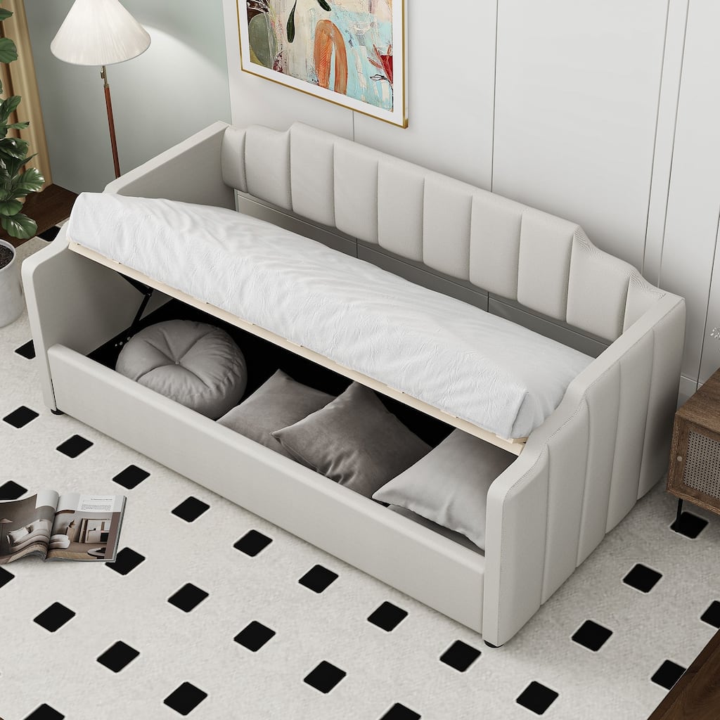 Upholstered Daybed with Underneath Storage,Twin Size