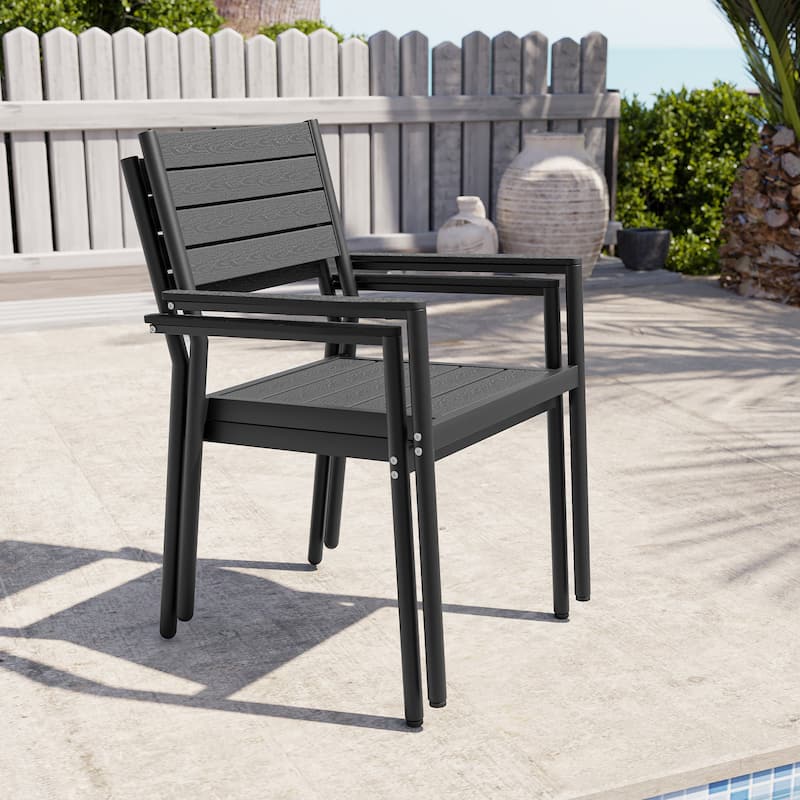 Outdoor Patio Dining Chairs Modern Aluminum Stackable Armchairs - See Picture