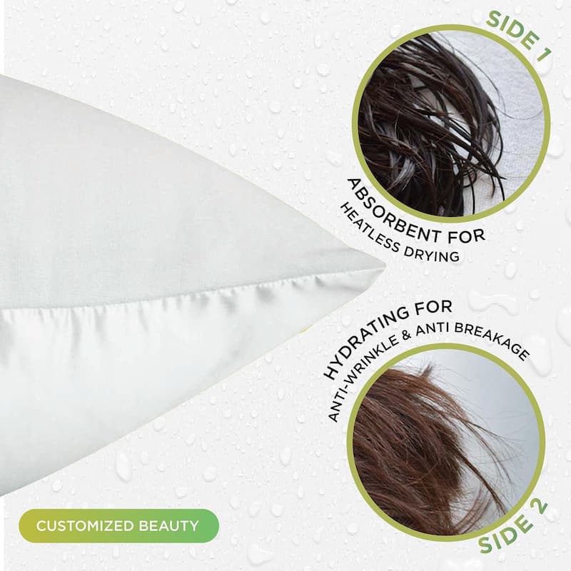 NIGHT Wet/Dry Reversible Satin & Terry Pillowcase, S/Q, White