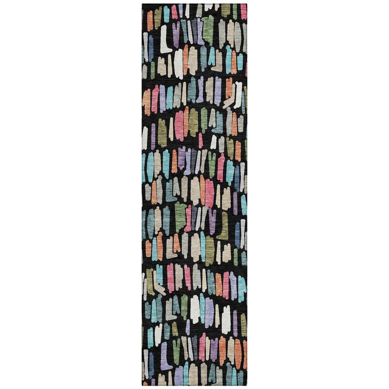 Machine Washable Indoor/ Outdoor Modern Mosaic Chantille Rug