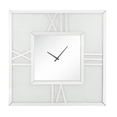 Analog Wall Clock with LED Light and Faux Gem Inlay, Silver