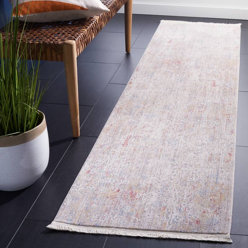 SAFAVIEH Valencia Elizebeth Modern Abstract Rug - 2' x 8' Runner - Grey/Gold