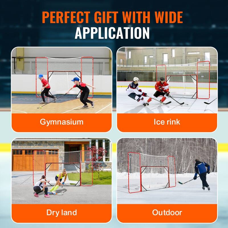 White-Red Steel Hockey Goal with Side Nets for Training and Outdoor Play