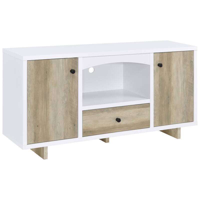 Dalton 2-Door Storage Credenza White And Distressed Pine - White