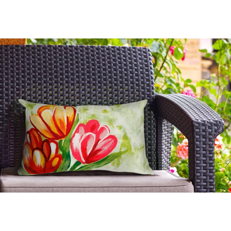 Liora Manne Visions IV Tulips Indoor/Outdoor Pillow Warm 12" x 20"
