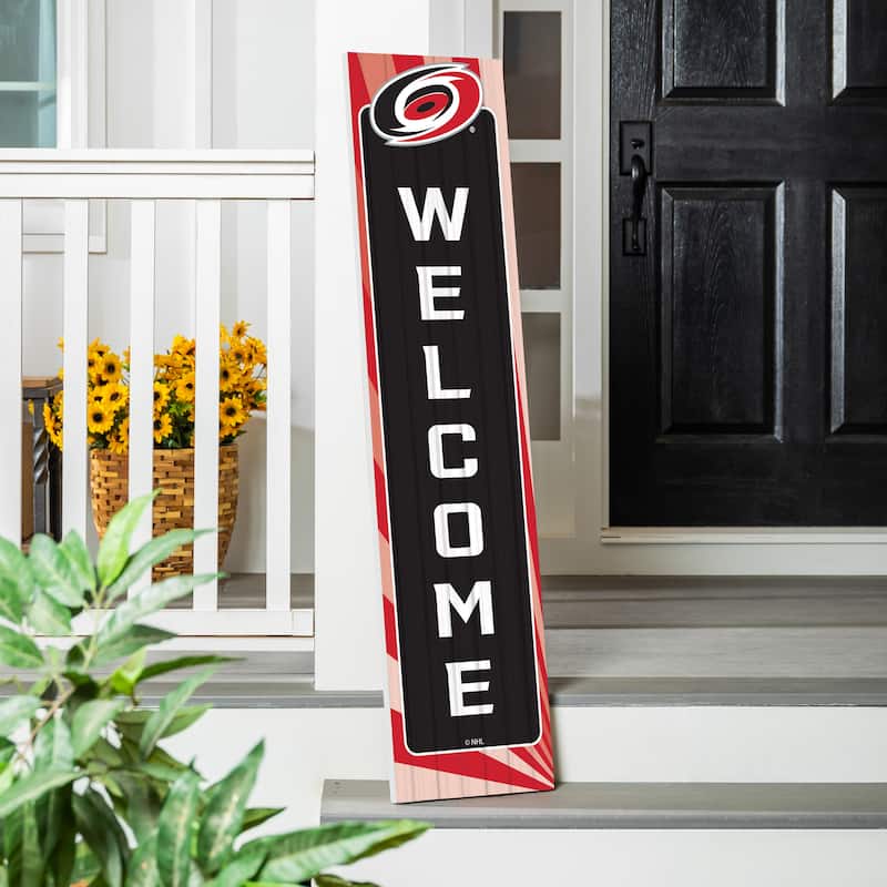 47" Porch Leaner Welcome Wall Sign, Carolina Hurricanes - Black