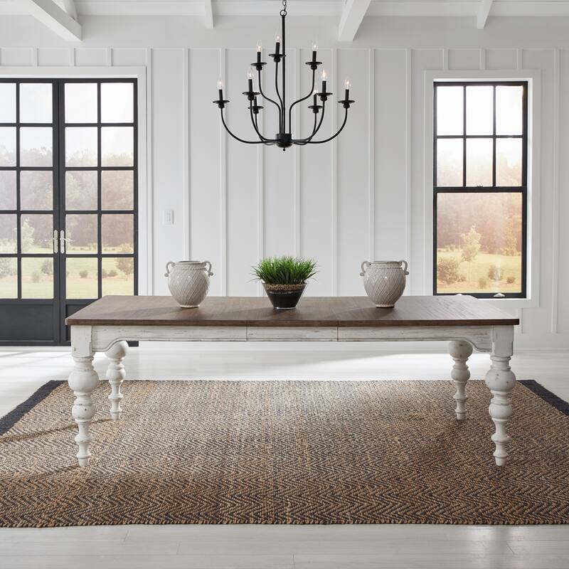 River Place Riverstone White & Tobacco Rectangular Table Dining Set