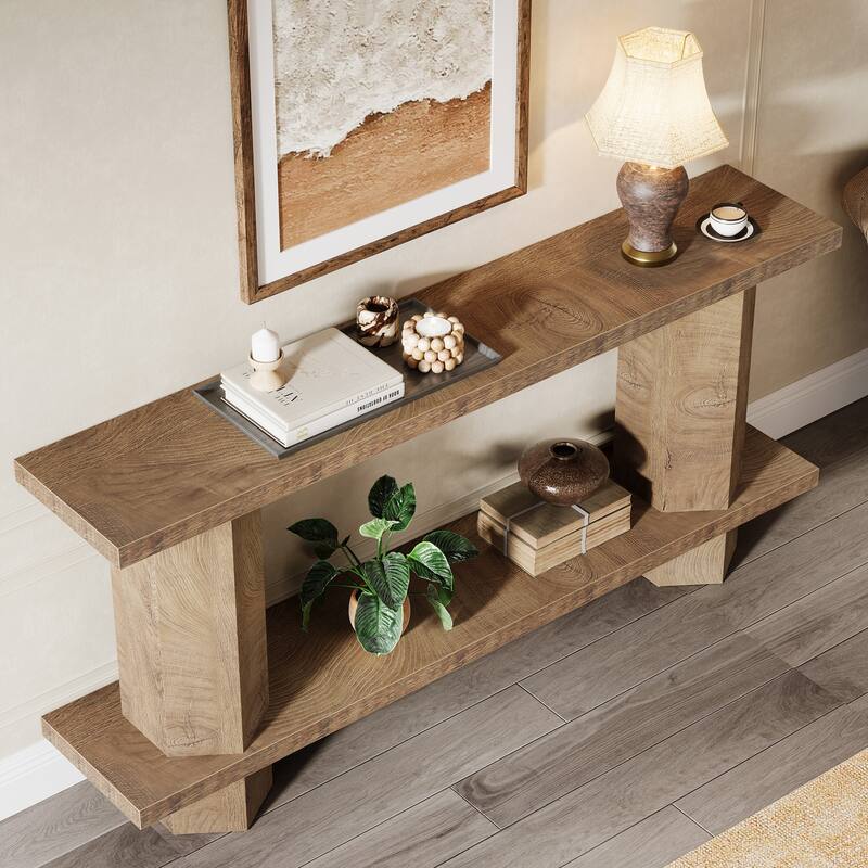 71'' Long Console Table for Entryway, Wood Sofa Table Behind Couch