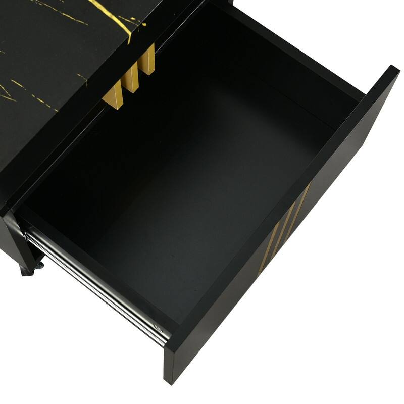 Modern/Luxury Wood Coffee Table For Living Room,Cocktail Table with Storage Drawers,Faux Marble Top