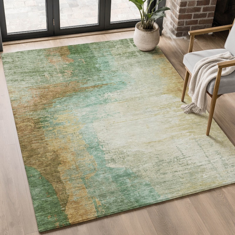 Premium Washable Super Soft Abstract Soid Mayfield Rug - Aloe - 10' x 14'