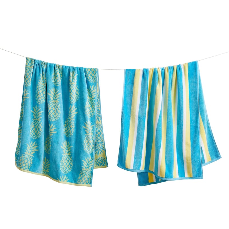 Linery & Co. 100% Cotton Jacquard 2 Pack Summer Beach Towels