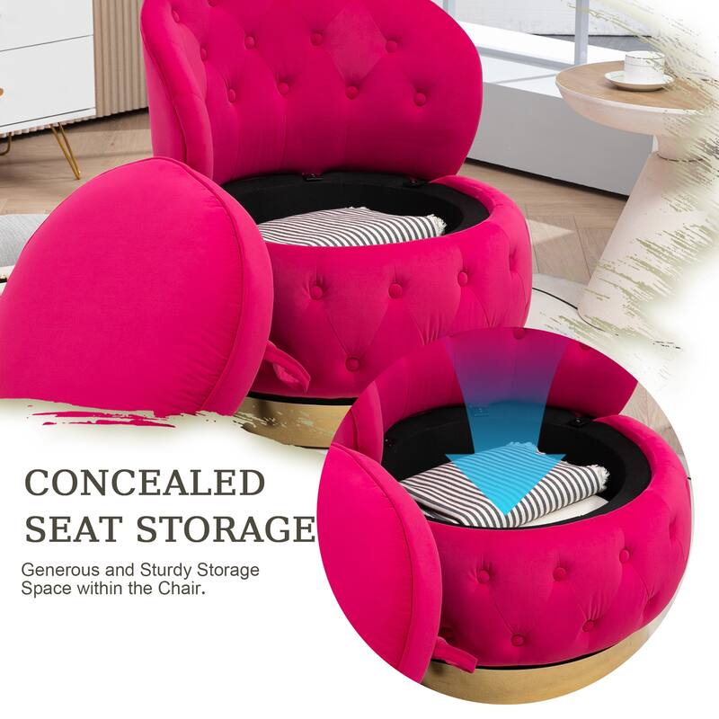 360 Degree Swivel Cuddle Barrel Accent Storage Chairs, Round Armchairs with Wide Upholstered, for Living Room