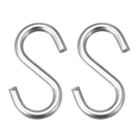 S Hooks 2.6" Long Stainless Steel Hanger for Hanging Objects 2Pcs - Silver Tone - 66mm