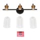 preview thumbnail 8 of 8, Modern Industrial 3-Light Black Brass Wall Light Clear Glass Vanity Light Fixture for Bathroom