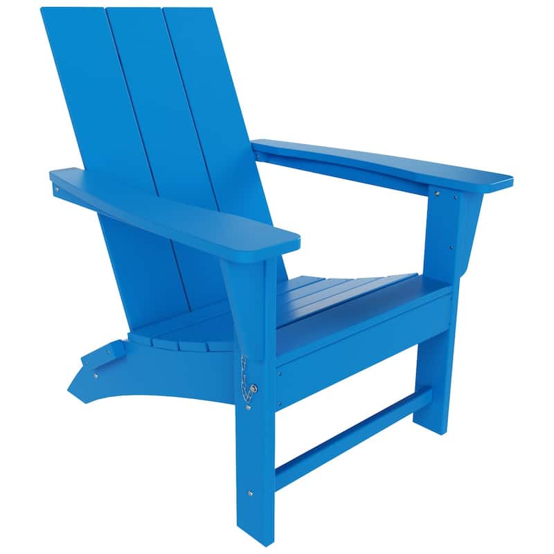 Shoreside Modern Eco-Friendly All Weather Commercial-Residential Folding Adirondack Chair - Pacific Blue