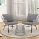 preview thumbnail 24 of 52, EROMMY 3-Piece Patio Conversation Set with Glass Table & 2 Armchairs, Seat Cushions