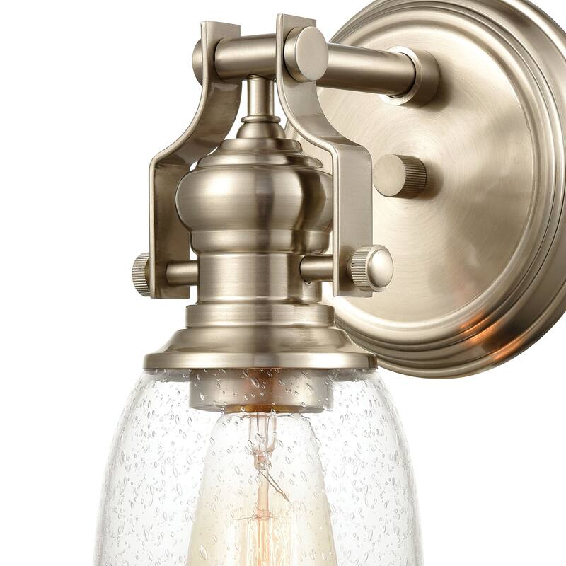 Elk Home Chadwick Satin Nickel With Seedy Glass 1 Light Vanity Light