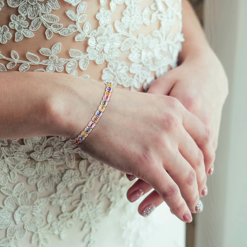 Miadora 14k Gold Multi-Color Gemstone and Diamond Bracelet