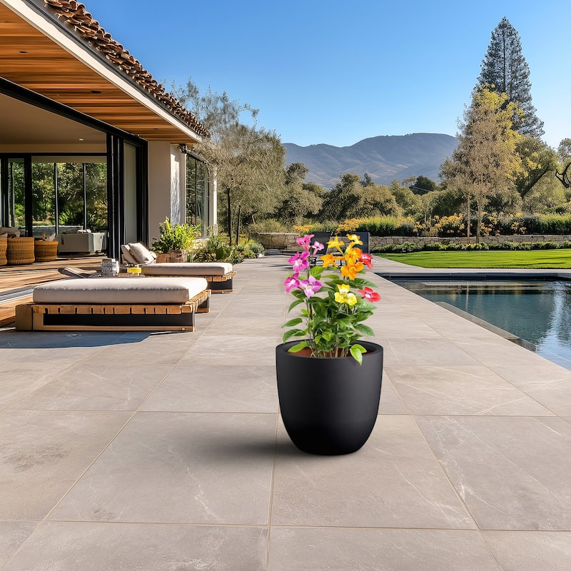 Tall Concrete Round Plant Pots / Large Indoor and Outdoor flower Planters