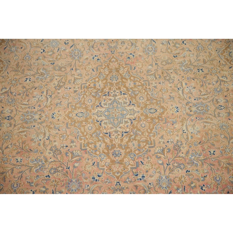 Hand Knotted Oriental 100% Wool Carpet Traditional Floral Coral Mashad Area Rug - 12' 5'' X 9' 3''